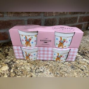 Ciroa The Bake House Boxed Set (4) Ramekins - polka dot & bunny - Brand new